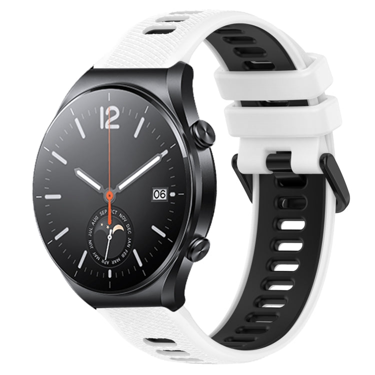 For Xiaomi MI Watch S1 22mm Sports Two-Color Silicone Watch Band(White+Black)