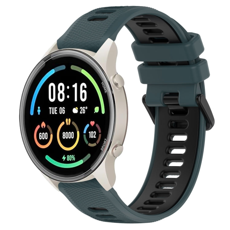 For Xiaomi MI Watch Sport 22mm Sports Two-Color Silicone Watch Band(Olive Green+Black)