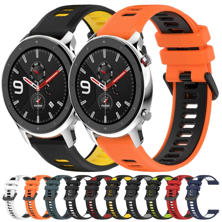 For Amazfit GTR 4 22MM Sports Two-Color Silicone Watch Band(Black+White)