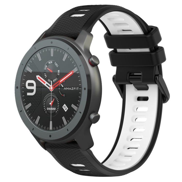For Amazfit GTR 47mm 22MM Sports Two-Color Silicone Watch Band(Black+White)