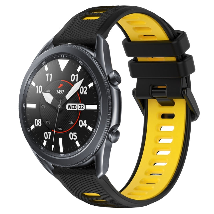 For Samsung Galaxy Watch3 45mm 22mm Sports Two-Color Silicone Watch Band(Black+Yellow)