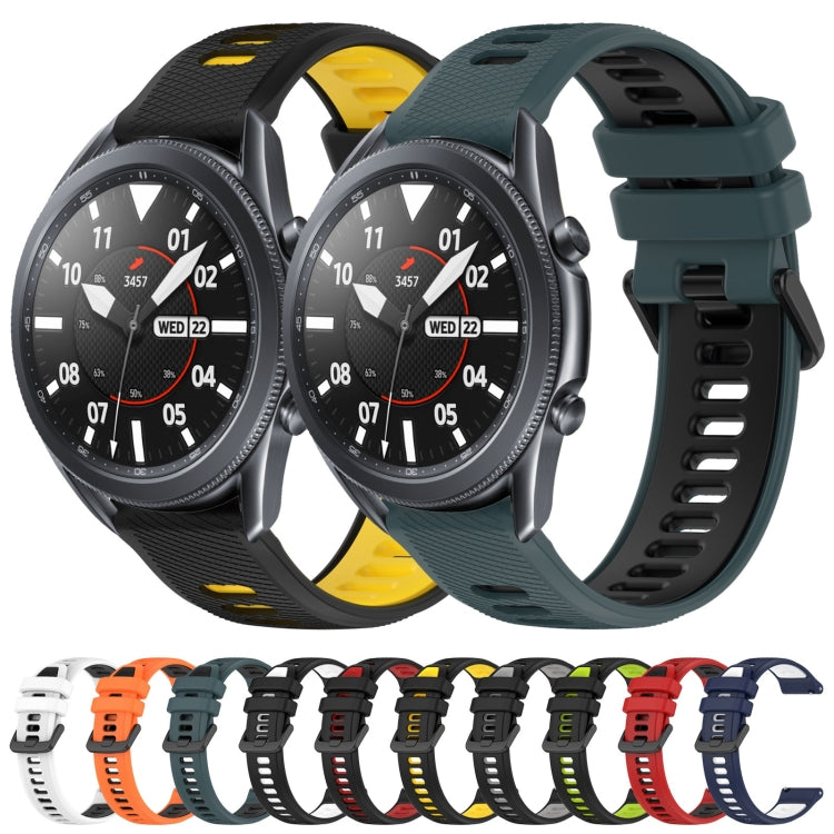 For Samsung Galaxy Watch 46mm 22mm Sports Two-Color Silicone Watch Band(Olive Green+Black)