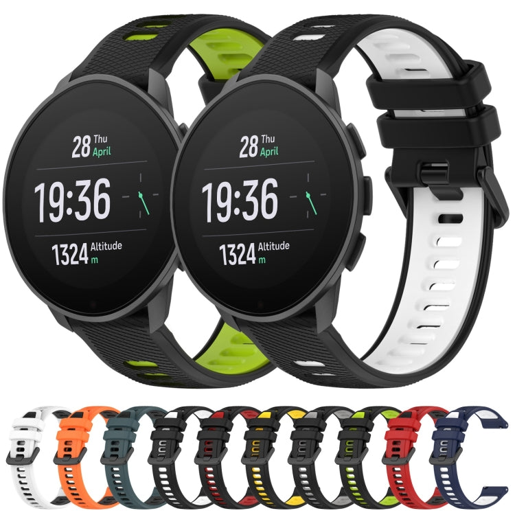 For SUUNTO 9 Peak Pro 22mm Sports Two-Color Silicone Watch Band(Olive Green+Black)
