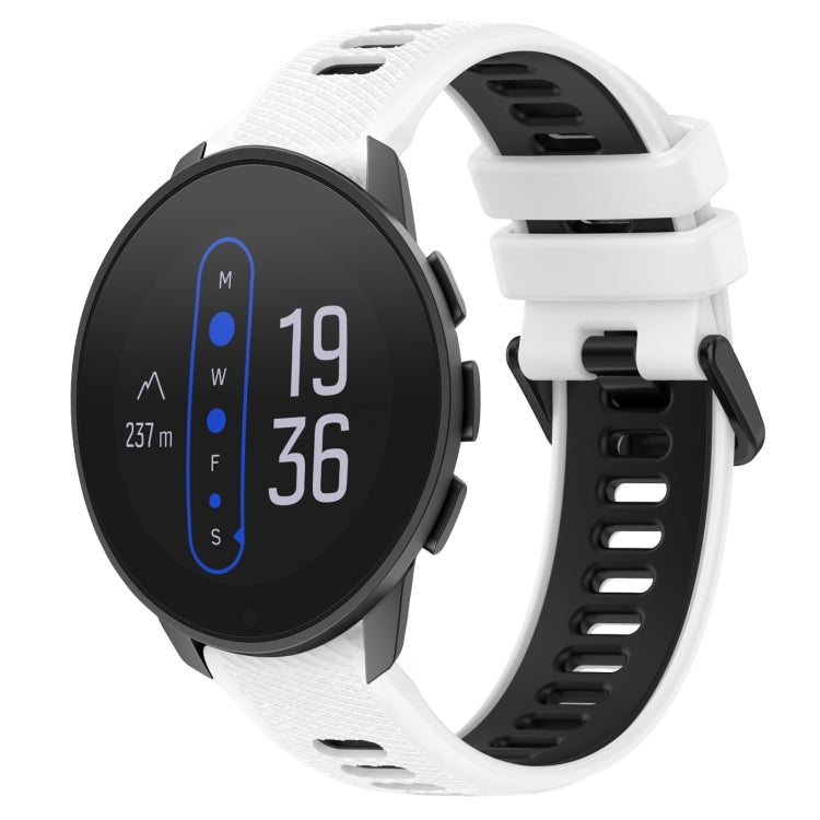 For SUUNTO 9 Peak 22mm Sports Two-Color Silicone Watch Band(White+Black)
