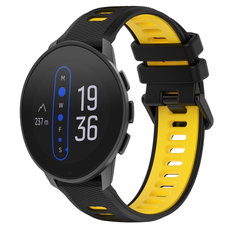 For SUUNTO 9 Peak 22mm Sports Two-Color Silicone Watch Band(Black+Yellow)