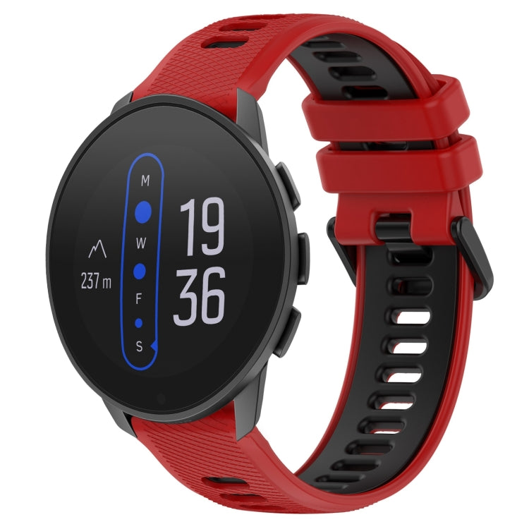 For SUUNTO 9 Peak 22mm Sports Two-Color Silicone Watch Band(Red+Black)