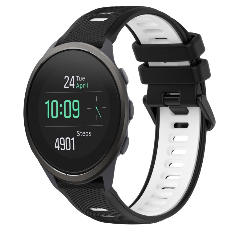 For SUUNTO 5 Peak 22mm Sports Two-Color Silicone Watch Band(Black+White)