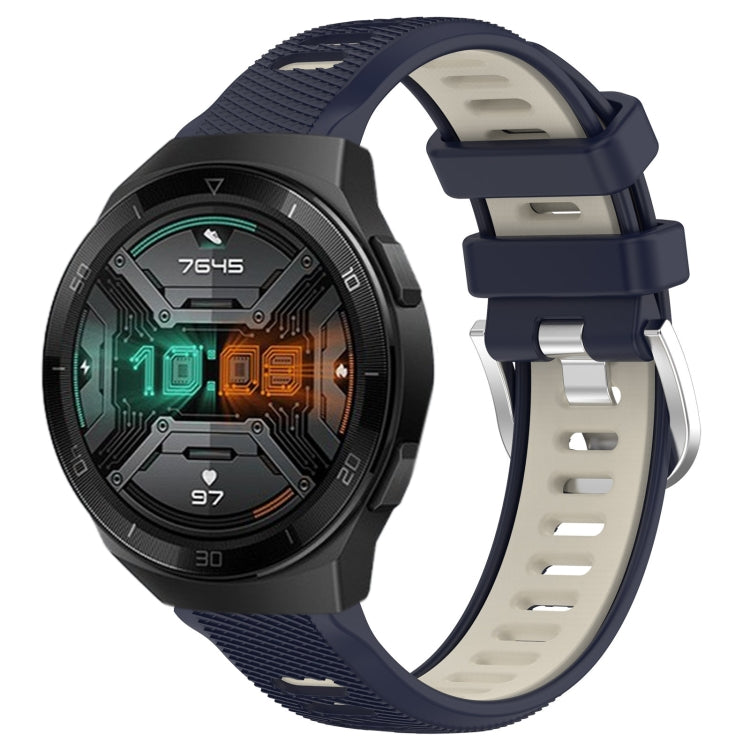 For Huawei Watch GT 2E 22mm Sports Two-Color Steel Buckle Silicone Watch Band(Midnight Blue+Starlight)