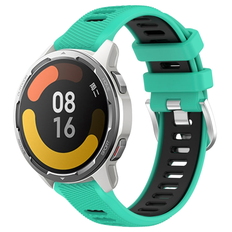 For Xiaomi Watch S1 Active 22mm Sports Two-Color Steel Buckle Silicone Watch Band(Lake Blue+Black)