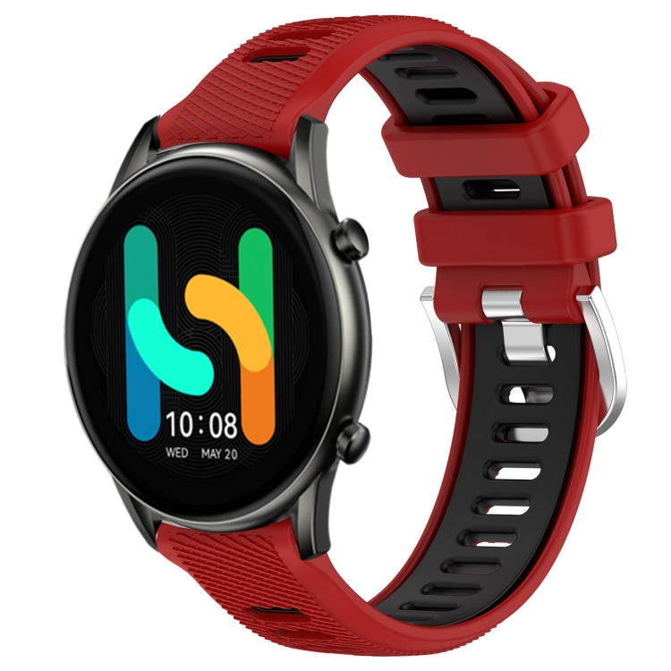 For Xiaomi MI Watch Color 22mm Sports Two-Color Steel Buckle Silicone Watch Band(Red+Black)