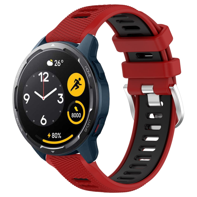 For Xiaomi Haylou RS4 LS12 22mm Sports Two-Color Steel Buckle Silicone Watch Band(Red+Black)