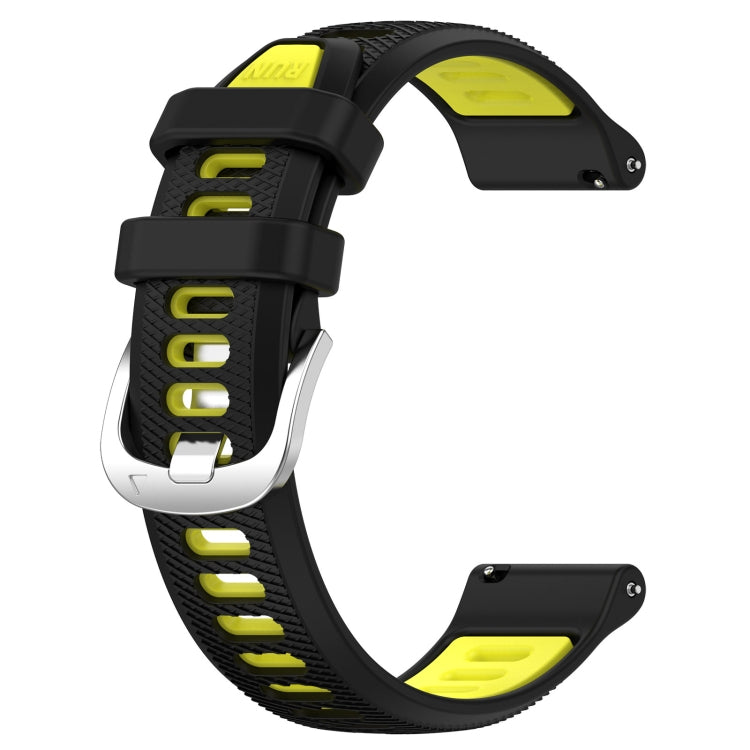 For Amazfit GTR 47mm 22mm Cross Texture Two Color Silicone Steel Buckle Watch Band(Black+Lime Green)