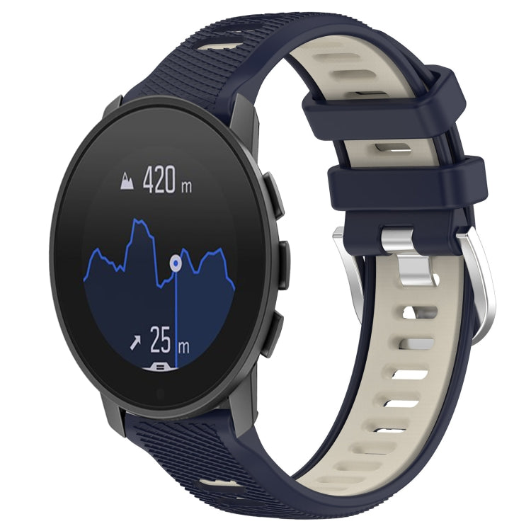 For SUUNTO 9 Peak Pro 22mm Sports Two-Color Steel Buckle Silicone Watch Band(Midnight Blue+Starlight)