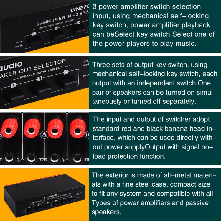 B036 3 Input 3 Output Power Amplifier And Speaker Switcher Speaker Switch Splitter Comparator - free shipping - PMC Jewellery - Order now!