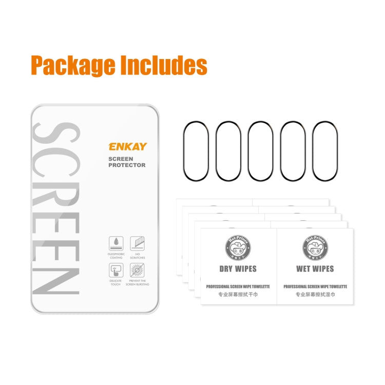 5pcs For Xiaomi Band 8 ENKAY Hat-Prince 3D Full Coverage Soft PC Edge + PMMA HD Screen Protector Film