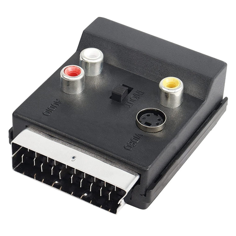 JUNSUNMAY 21 Pin Scart Male to Female S-Video 3 RCA Adapter Switchable in Out Audio Converter - free shipping - PMC Jewellery - Order now!