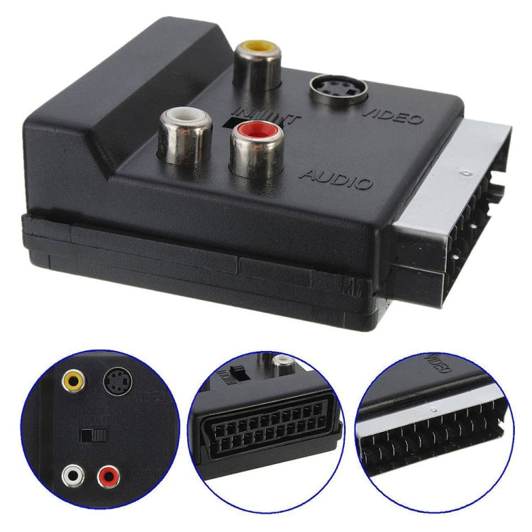 JUNSUNMAY 21 Pin Scart Male to Female S-Video 3 RCA Adapter Switchable in Out Audio Converter - free shipping - PMC Jewellery - Order now!
