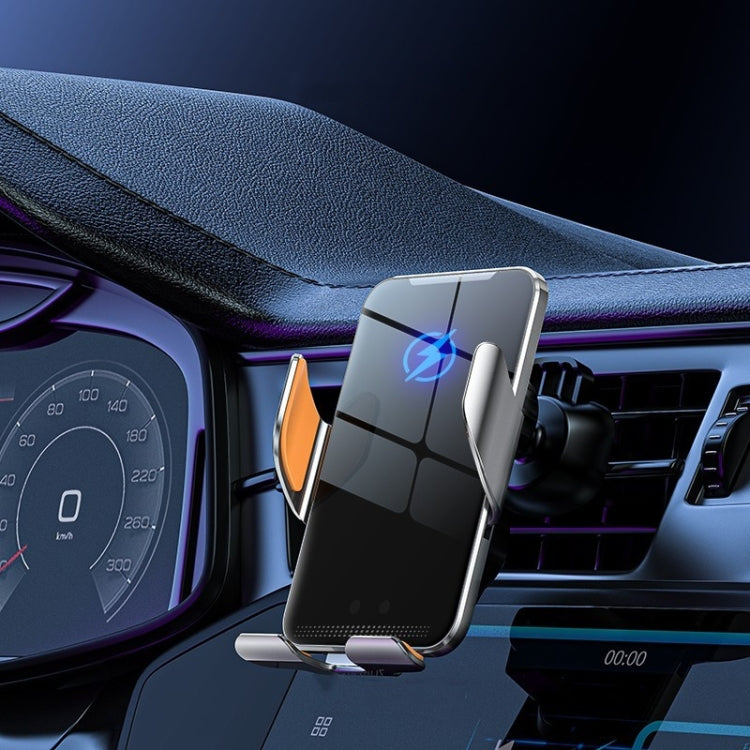 C9 Car Wireless Charger Phone Holder Infrared Auto-Clamping Metal Phone Mount Car Charger(Gray)