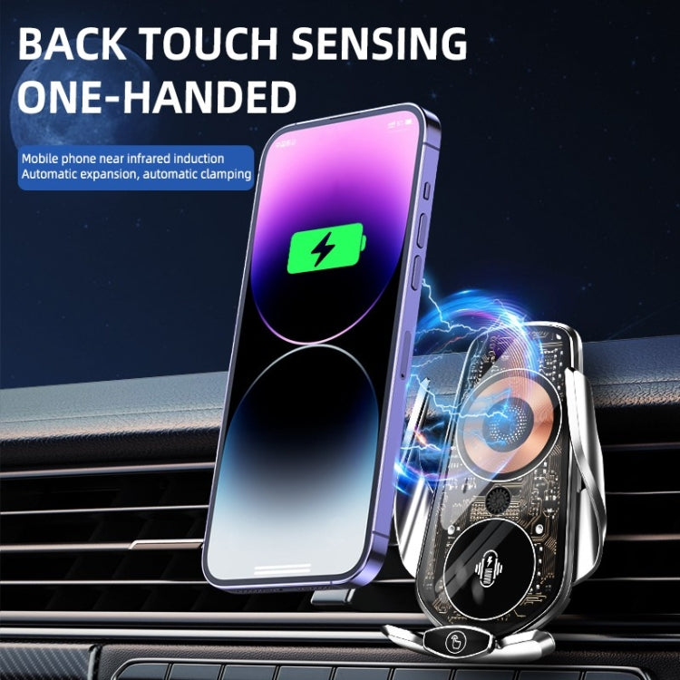 Q7 Magnetic Wireless Fast Charging Car Mobile Phone Charger Bracket with Start Button (Silver)