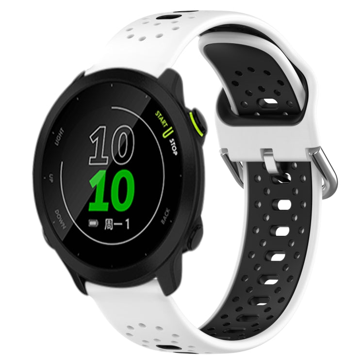 For Garmin Forerunner 158 20mm Breathable Two-Color Silicone Watch Band(White+Black)