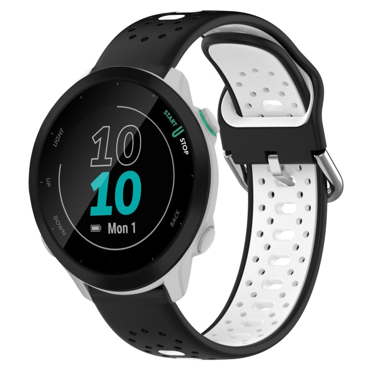 For Garmin Forerunner 55 20mm Breathable Two-Color Silicone Watch Band(Black+White)