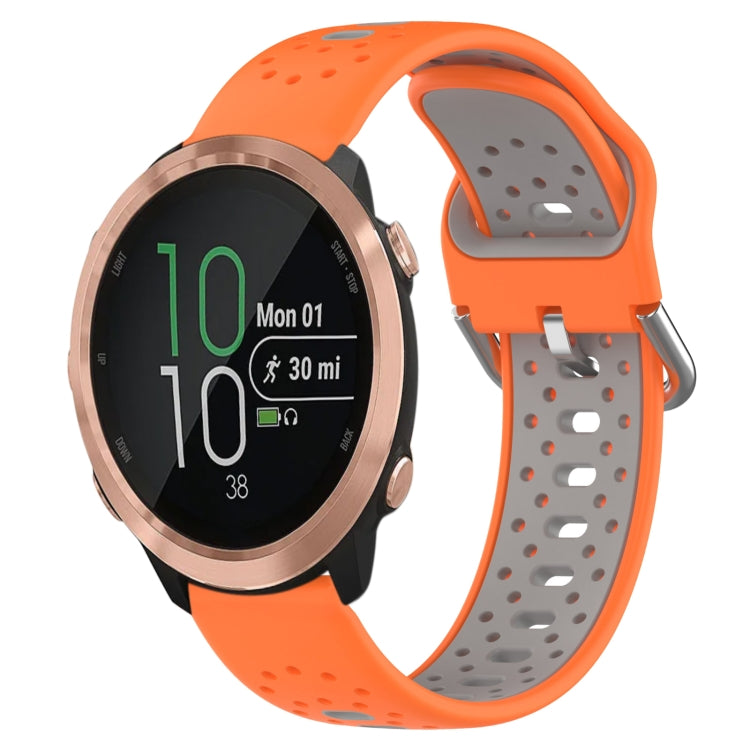 For Garmin Forerunner 645 Music 20mm Breathable Two-Color Silicone Watch Band(Orange+Grey)