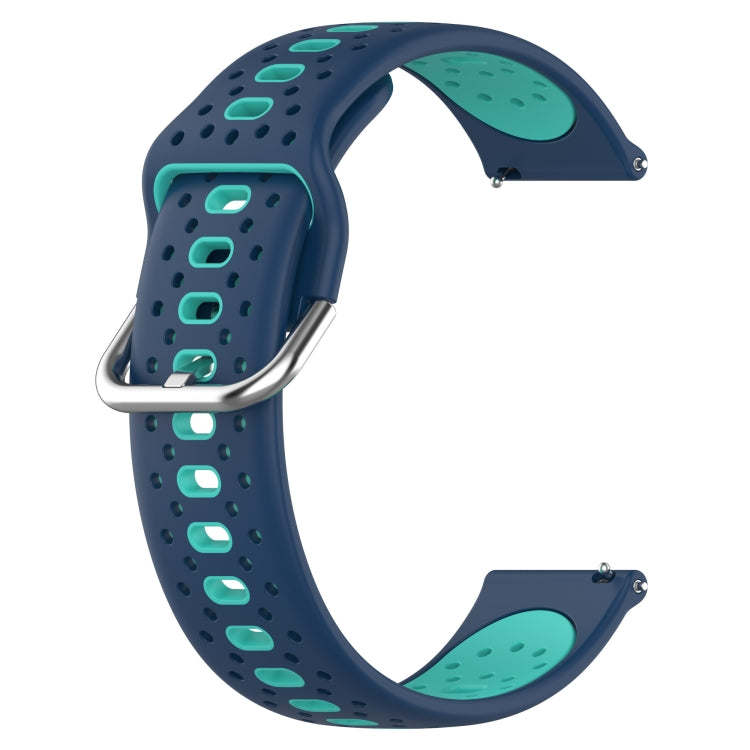 For Honor Watch ES 20mm Breathable Two-Color Silicone Watch Band(Blue+Teal)