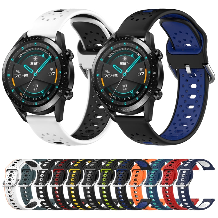 For Honor Magic Watch2 42mm 20mm Breathable Two-Color Silicone Watch Band(White+Black)