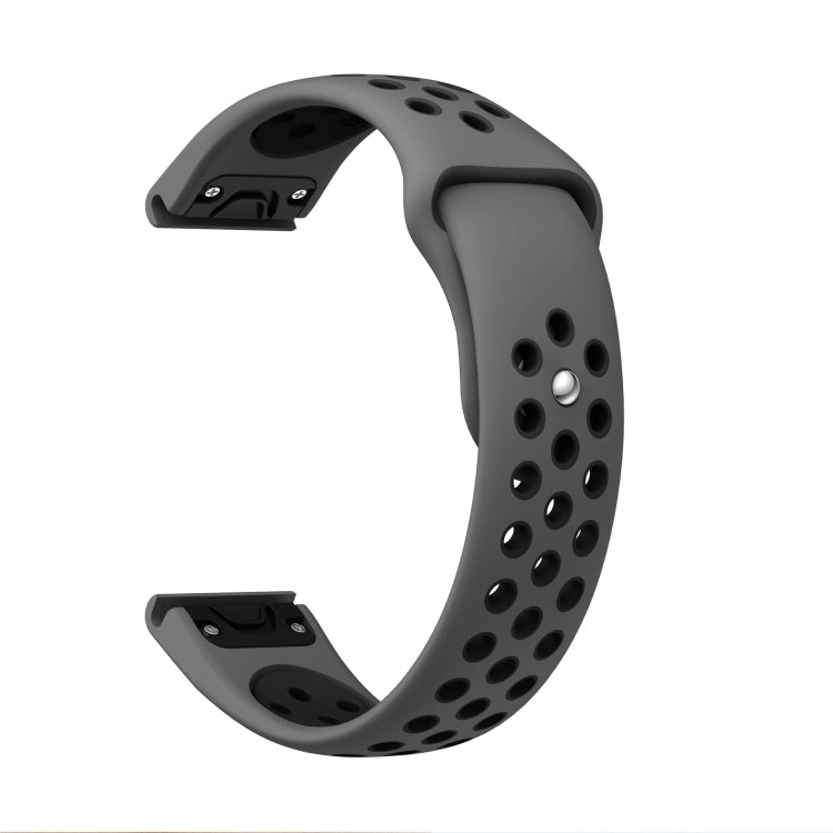 For Garmin Instinct Crossover 22mm Sports Breathable Silicone Watch Band(Grey+Black)
