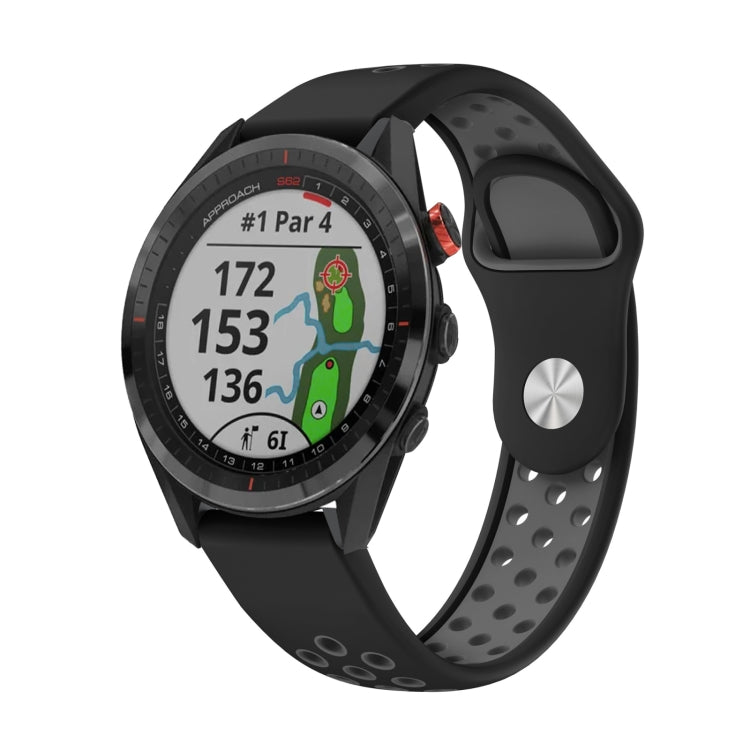 For Garmin Approach S62 22mm Sports Breathable Silicone Watch Band(Black+Grey)