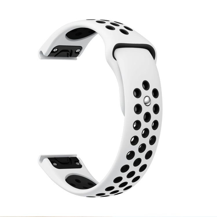 For Garmin Forerunner 955 22mm Sports Breathable Silicone Watch Band(White+Black)