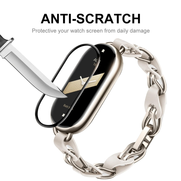 For Xiaomi Mi Band 8 ENKAY Hat-Prince 2 in 1 Set Full Coverage Screen Protector + Nylon Loop Watch Band(White) - free shipping - PMC TechLife - Order now!