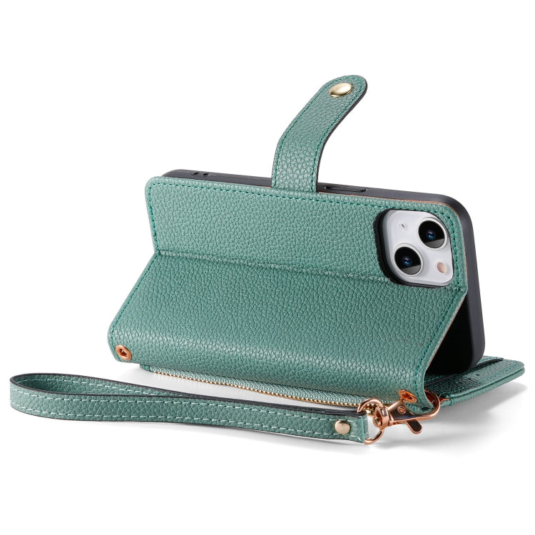For iPhone 11 Pro Max Love Zipper Lanyard Leather Phone Case(Green)