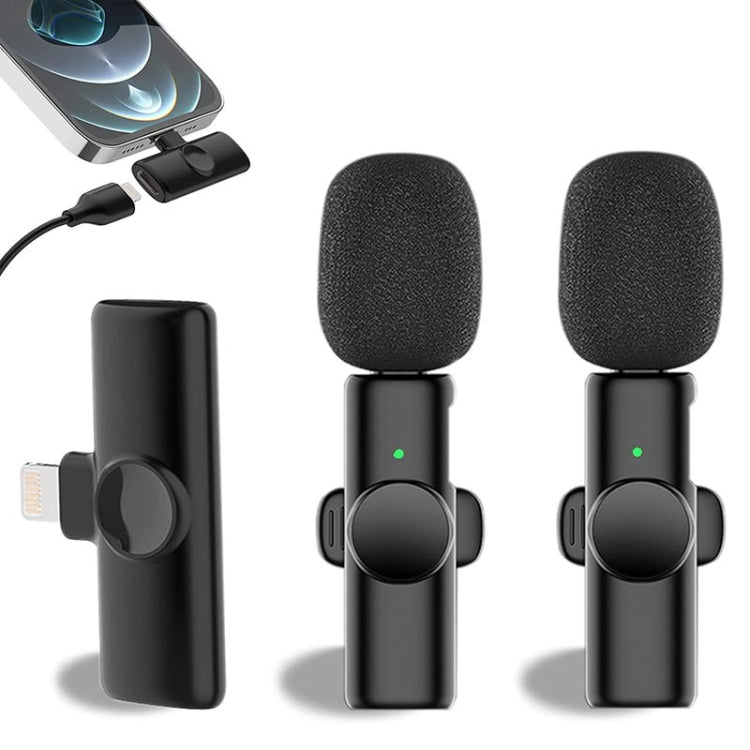 Bluetooth Mini Microphone Wireless Lavalier Noise Reduction Microphone for iPhone / iPad, with 8 Pin Receiver & Dual Microphones