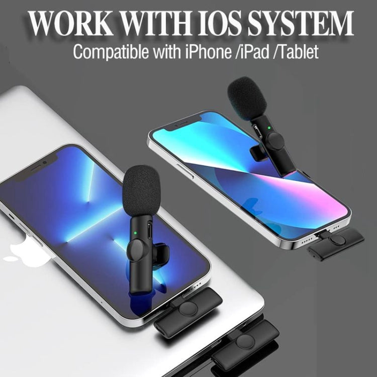 Bluetooth Mini Microphone Wireless Lavalier Noise Reduction Microphone for iPhone / iPad, with 8 Pin Receiver & Dual Microphones