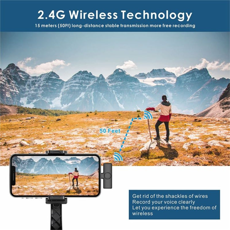 Bluetooth Mini Microphone Wireless Lavalier Noise Reduction Microphone for iPhone / iPad, with 8 Pin Receiver & Dual Microphones