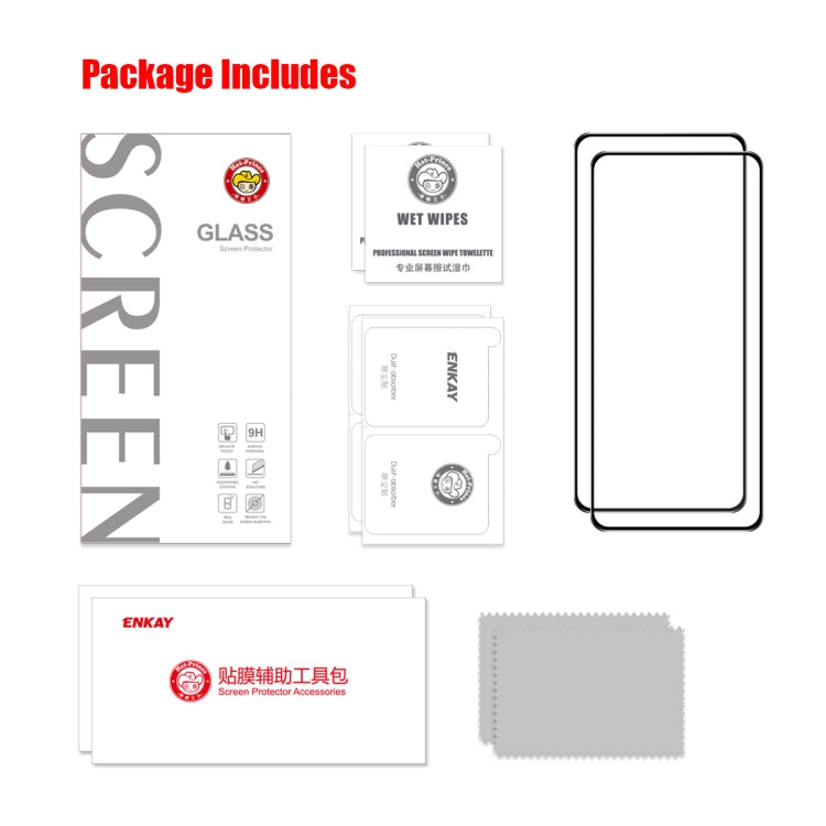 2pcs For Google Pixel 7A ENKAY Full Glue High Aluminum-silicon Tempered Glass Film
