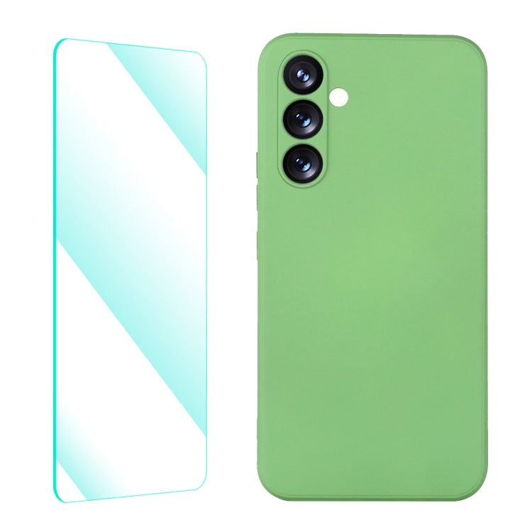 For Samsung Galaxy A54 5G ENKAY Liquid Silicone Phone Case with Tempered Film(Light Green)