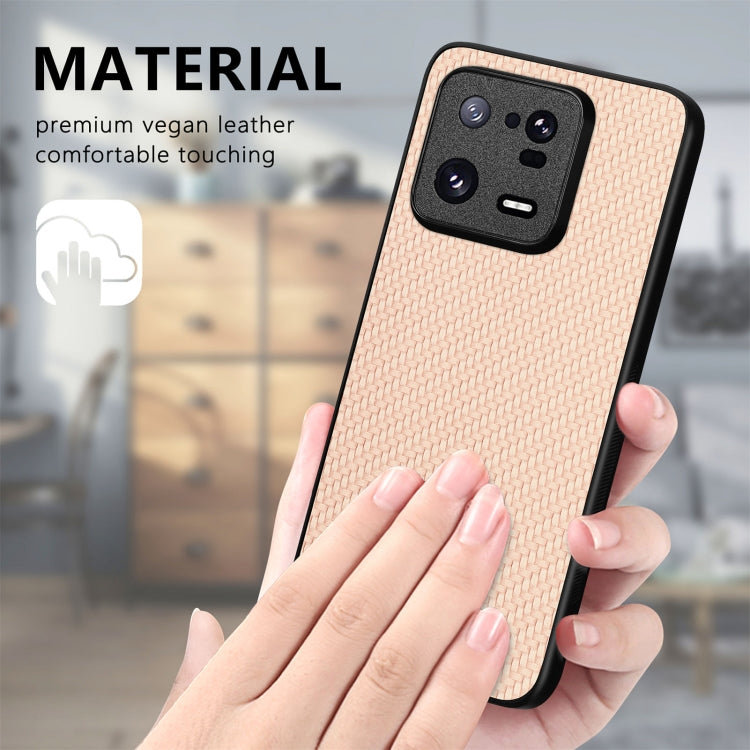 For Redmi Note 11T Pro 5G Carbon Fiber Texture Leather Back Cover Phone Case(Khaki)