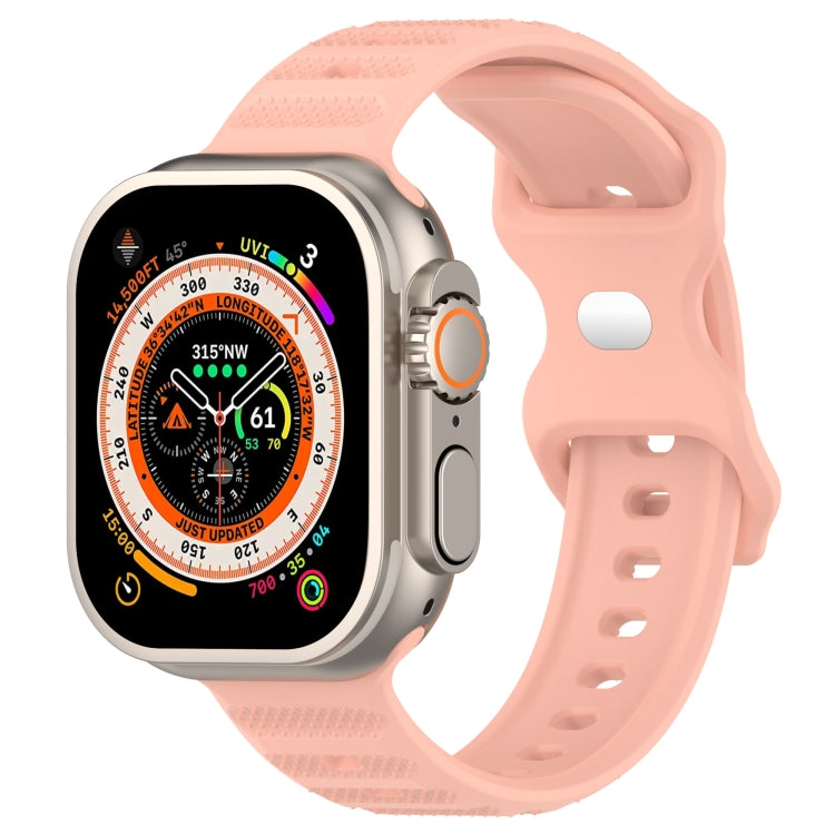 For Apple Watch 7 45mm Reverse Buckle Dot Texture Silicone Watch Band(Pink)