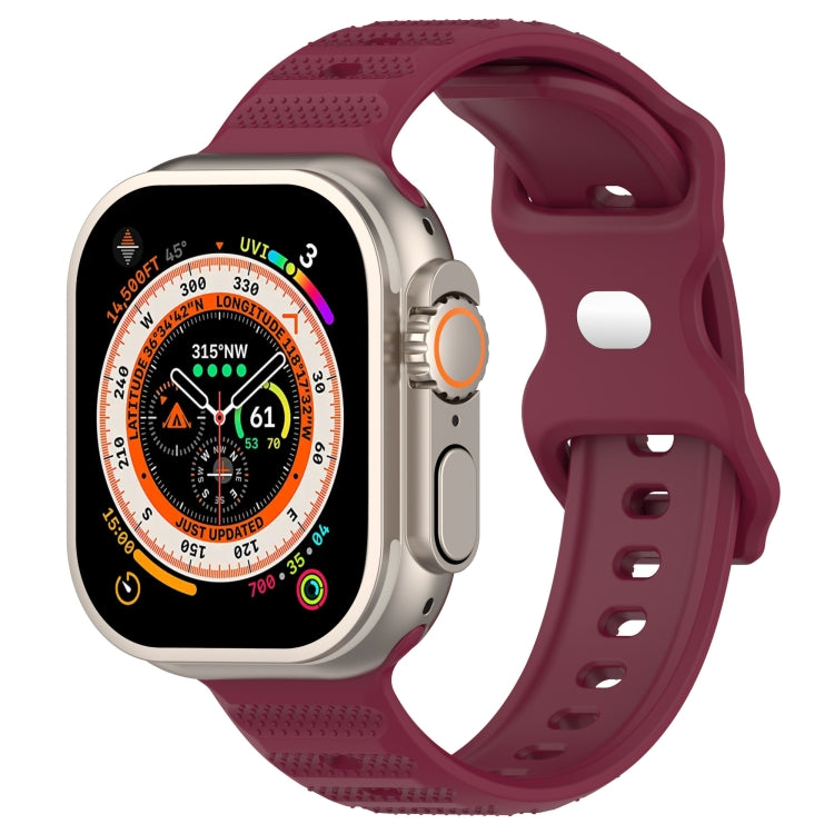 For Apple Watch 6 44mm Reverse Buckle Dot Texture Silicone Watch Band(Wine Red)