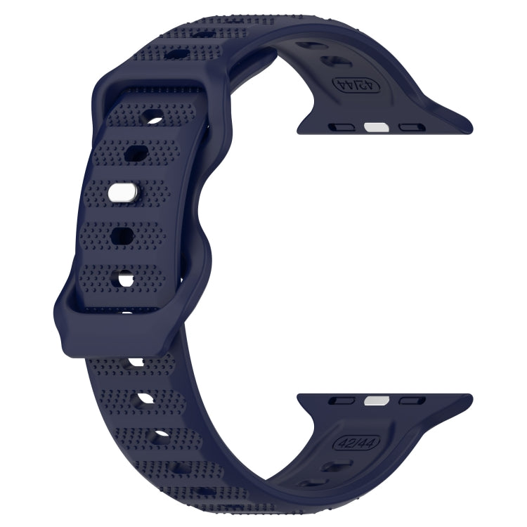 For Apple Watch 2 42mm Reverse Buckle Dot Texture Silicone Watch Band(Midnight Blue)