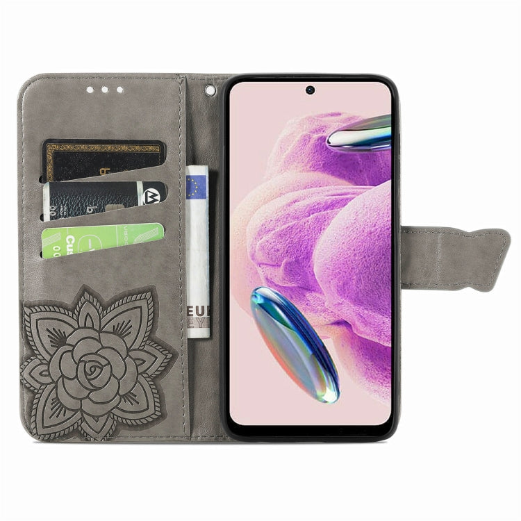 For Xiaomi Redmi Note 12S Butterfly Love Flower Embossed Leather Phone Case(Gray)