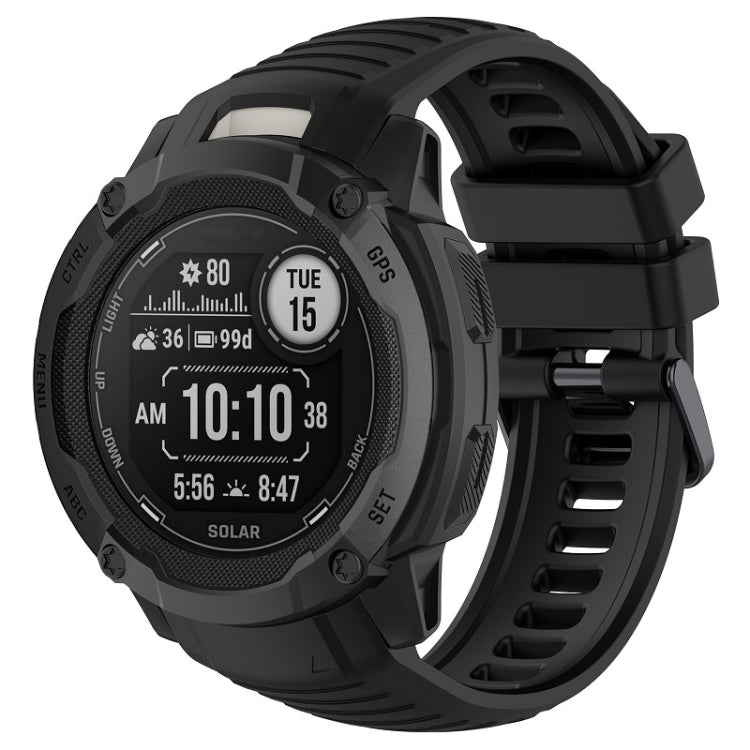 Compatible with Garmin Instinct 2X Sports Silicone Replacement Watch Band(Black)