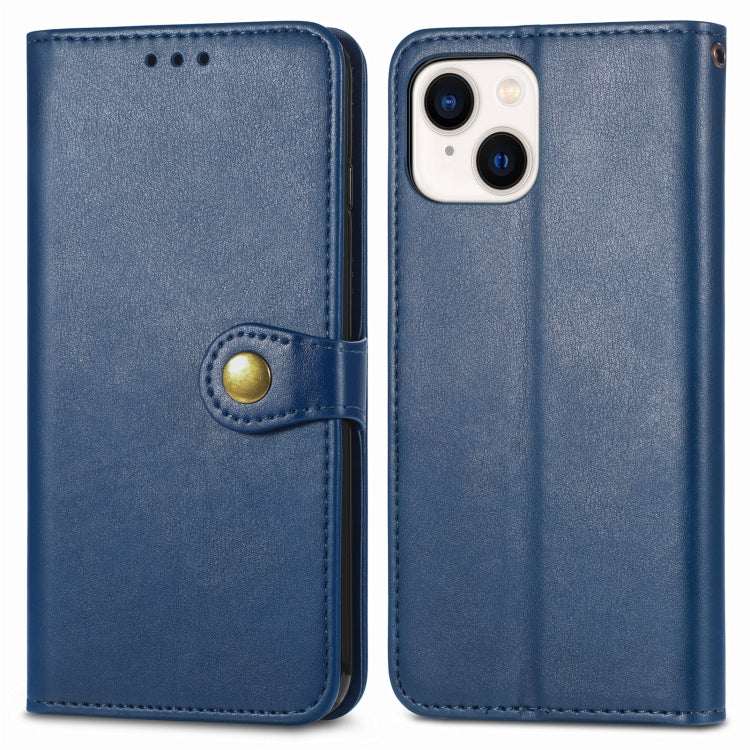 For iPhone 15 Pro Retro Solid Color Buckle Leather Phone Case(Blue)