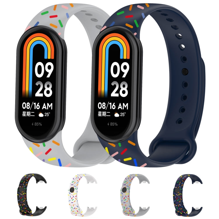 For Xiaomi Band 8 Sports Rainbow Dots Silicone Buckle Watch Band(White) - Watch Bands by PMC TechLife | Online Shopping South Africa | PMC TechLife