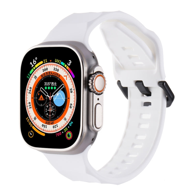 For Apple Watch Ultra 49mm Ripple Silicone Sports Watch Band(White)