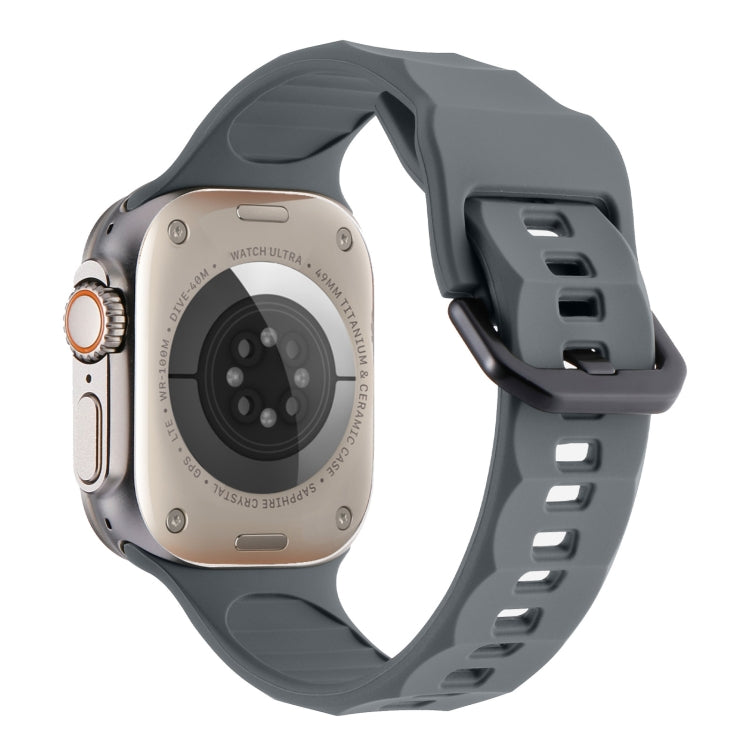 For Apple Watch 8 45mm Ripple Silicone Sports Watch Band(Dark Grey)