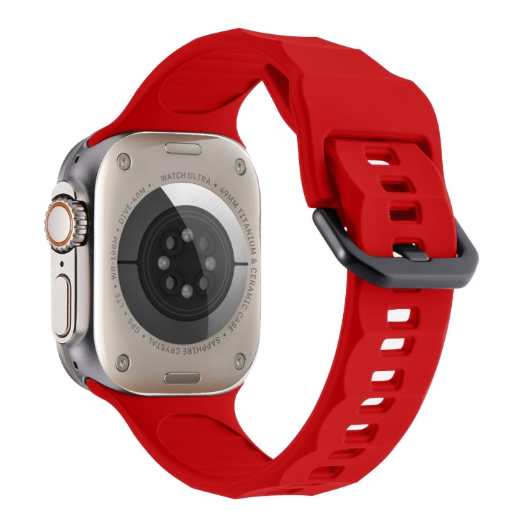 For Apple Watch 3 42mm Ripple Silicone Sports Watch Band(Red)