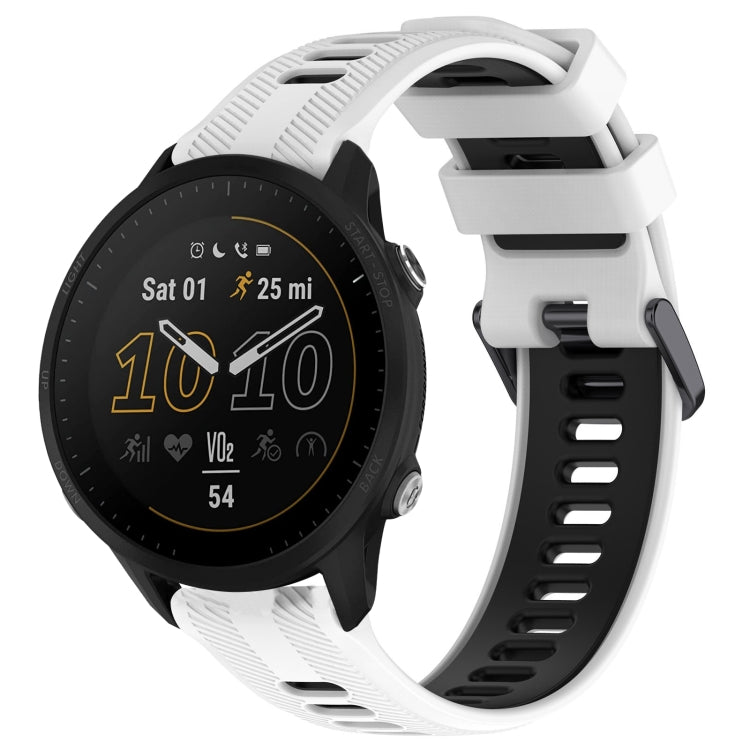 For Garmin Forerunner 955 Sports Two-Color Silicone Watch Band(White+Black)
